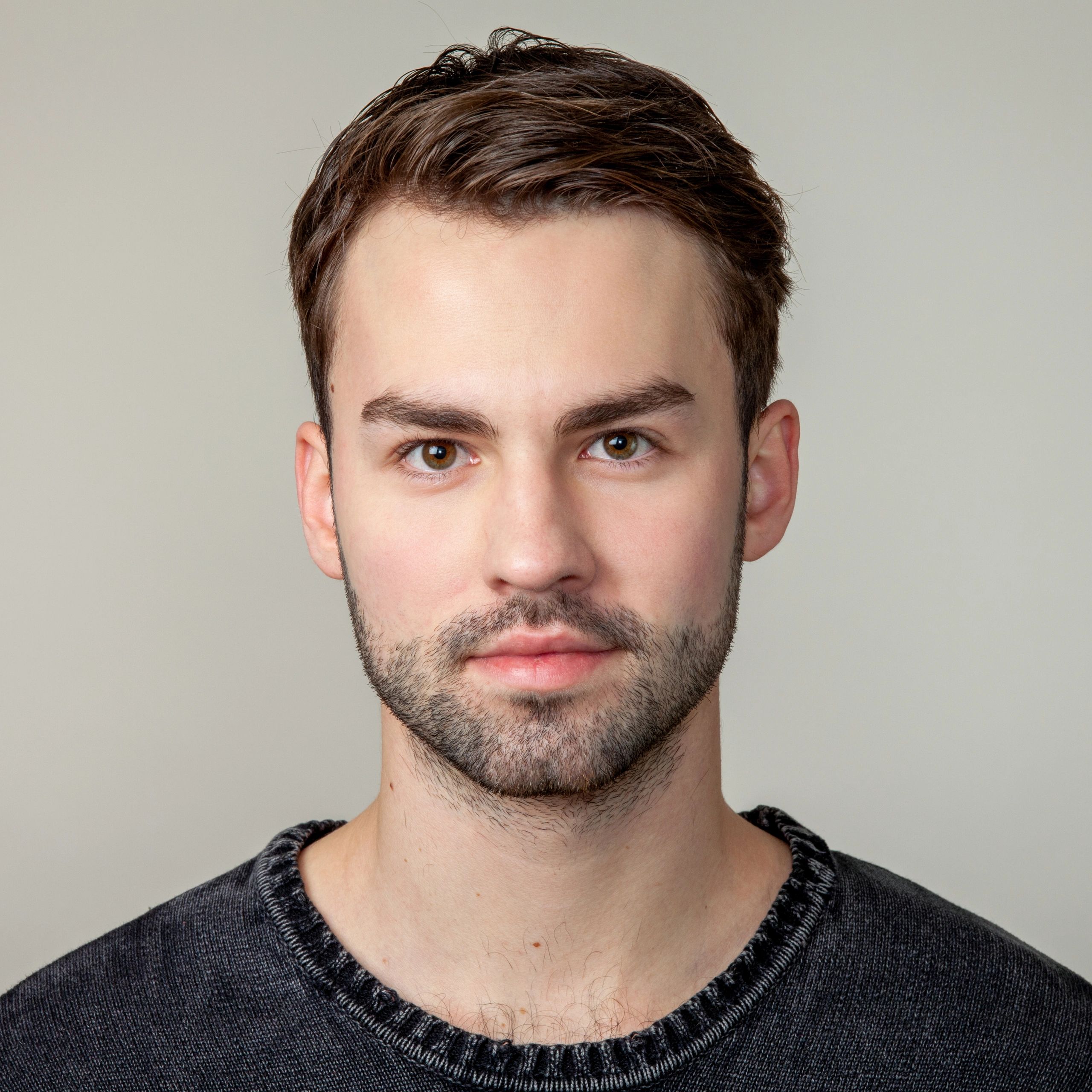 Portrait of a reader in neutral studio light
