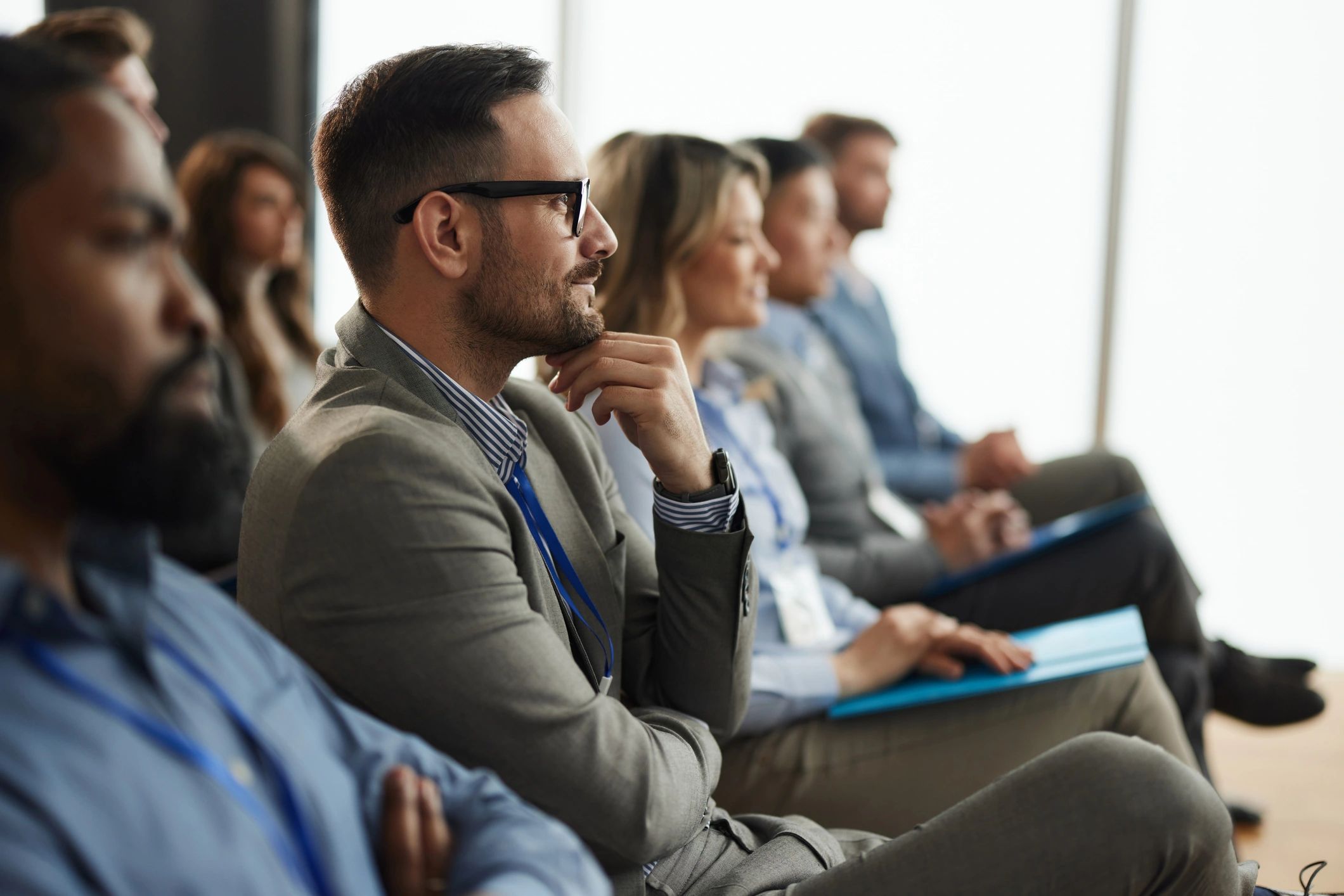 Audience listening attentively during a talk