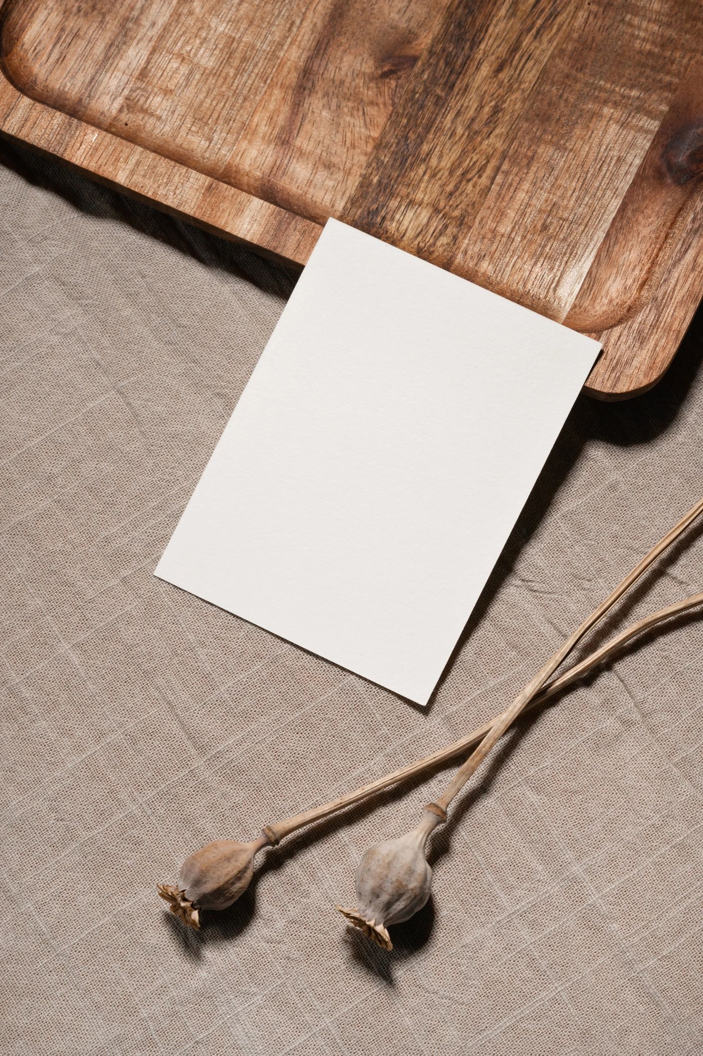 Placeholder book cover mockup on neutral linen background