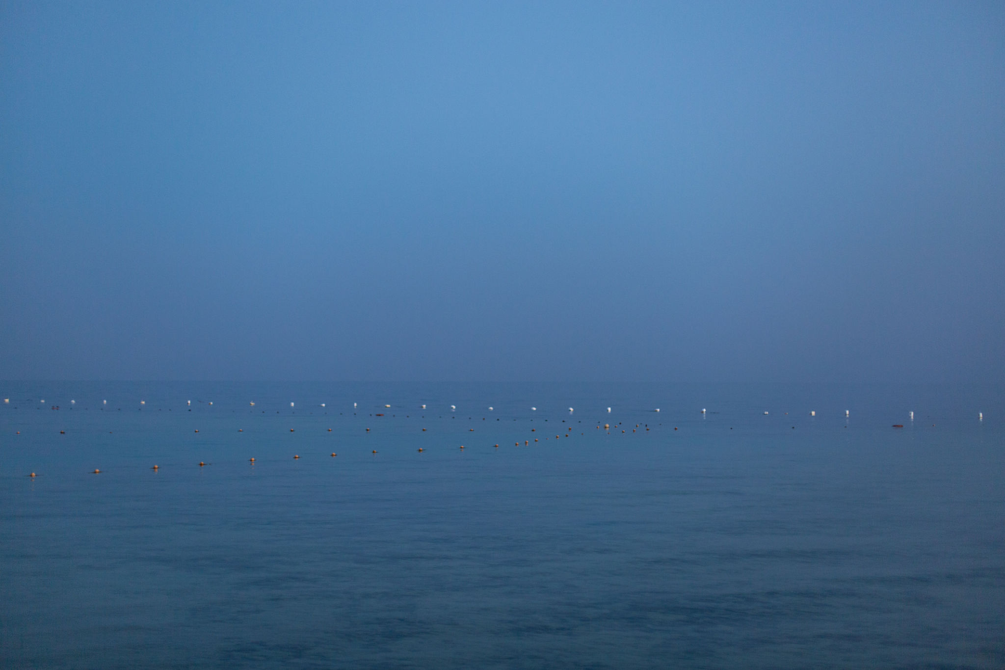 Calm ocean horizon at dusk